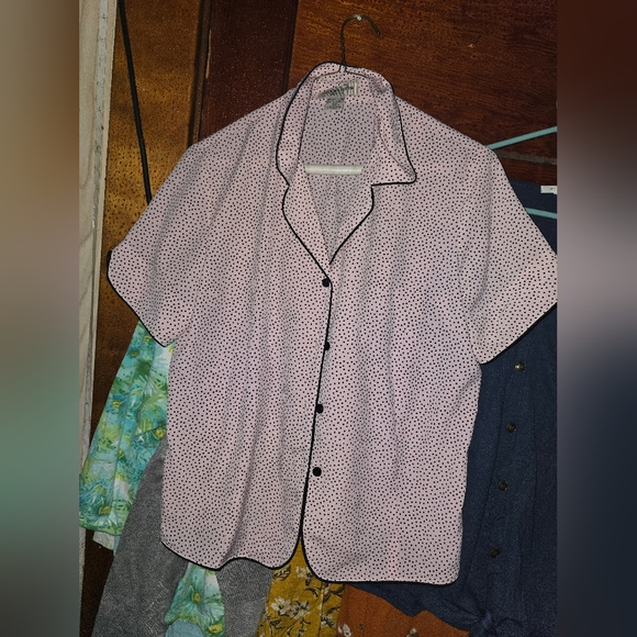 153. Notations vintage womens polka dot short sleeve button up shirt - Picture 1 of 1
